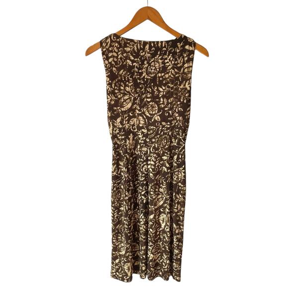 Lauren Ralph Lauren Faux Wrap Sleeveless Dress Jersey Knit Cream Brown Size 4 - Picture 3 of 9